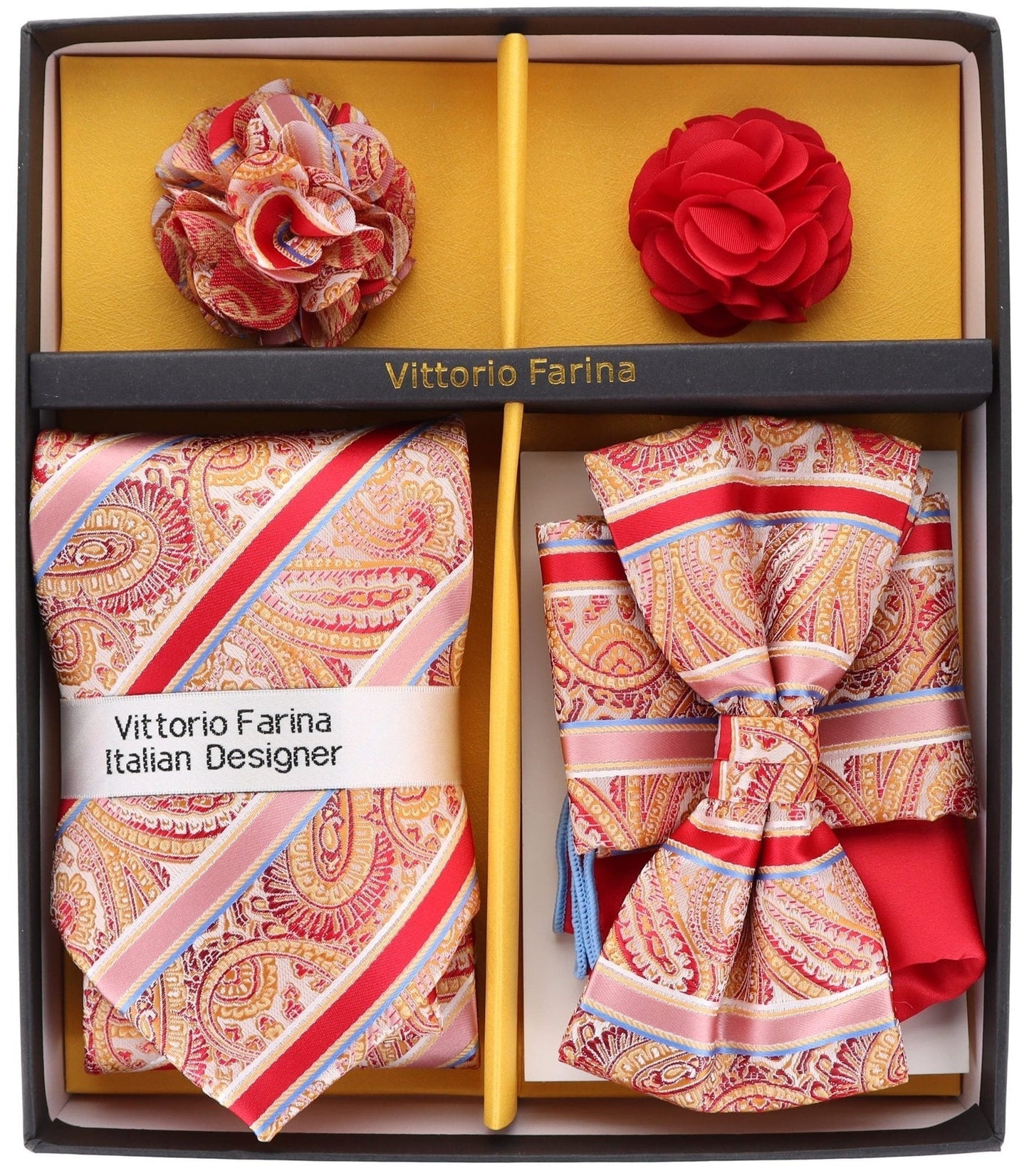 Gift Box (Necktie, Bow Tie, Pocket Square and Flower Lapel Pin) in a Box by Vittorio Farina (GB - 21031) for Independent Retail Stores by Dubal Brothers