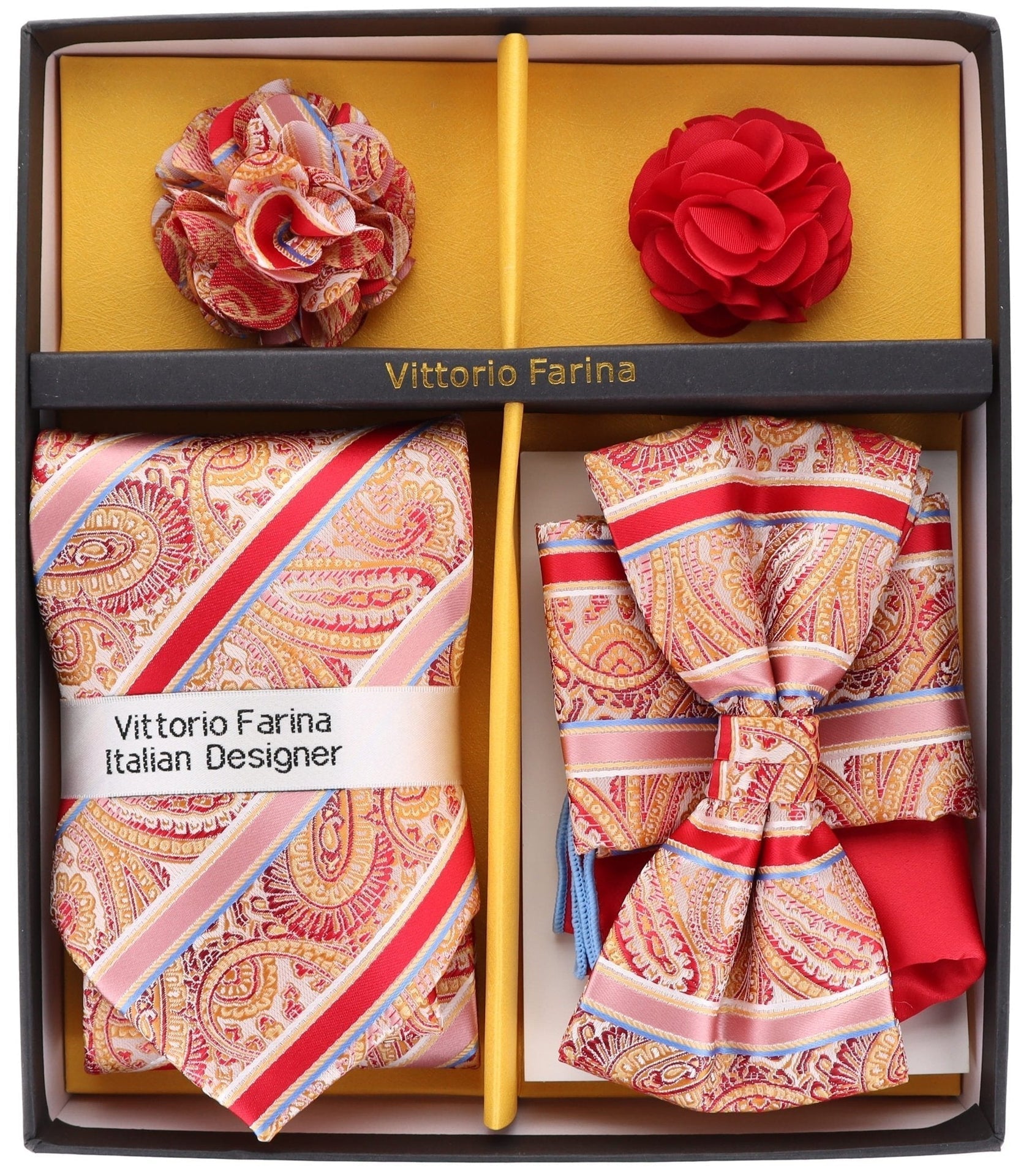 Gift Box (Necktie, Bow Tie, Pocket Square and Flower Lapel Pin) in a Box by Vittorio Farina (GB - 21031) for Independent Retail Stores by Dubal Brothers