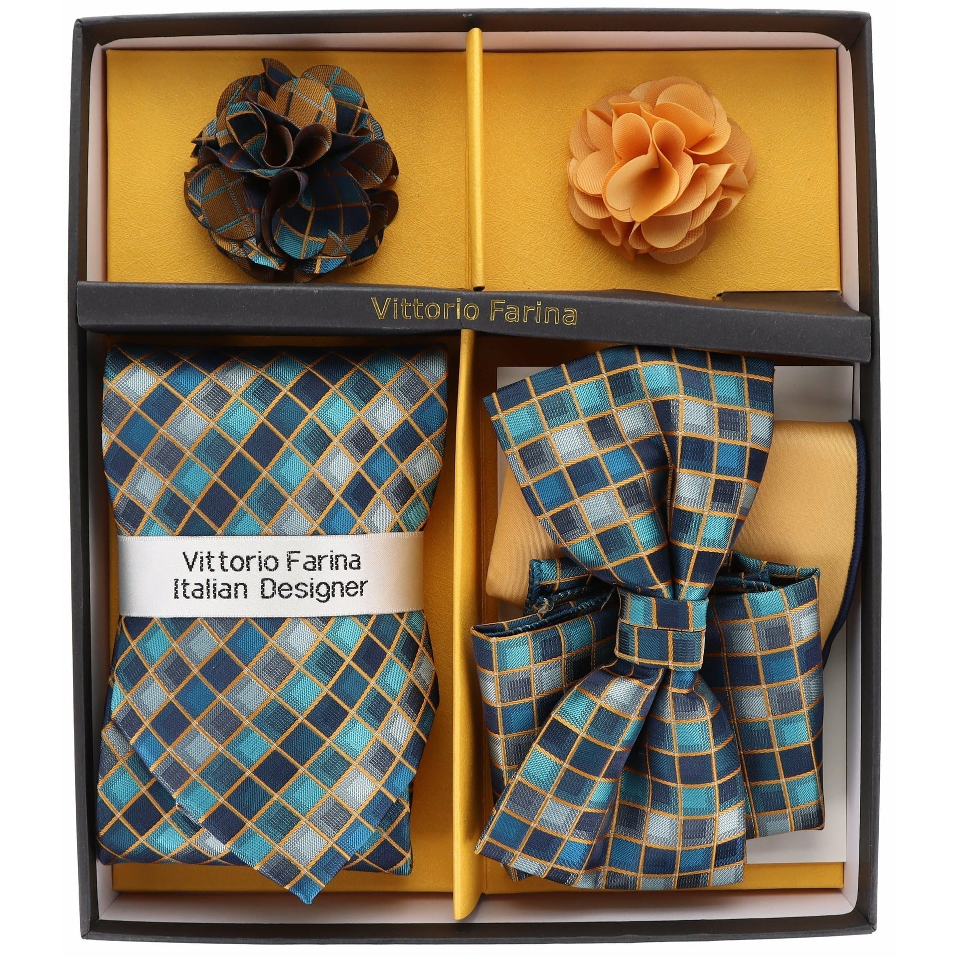 Gift Box (Necktie, Bow Tie, Pocket Square and Flower Lapel Pin) in a Box by Vittorio Farina (GB - 21035) for Independent Retail Stores by Dubal Brothers