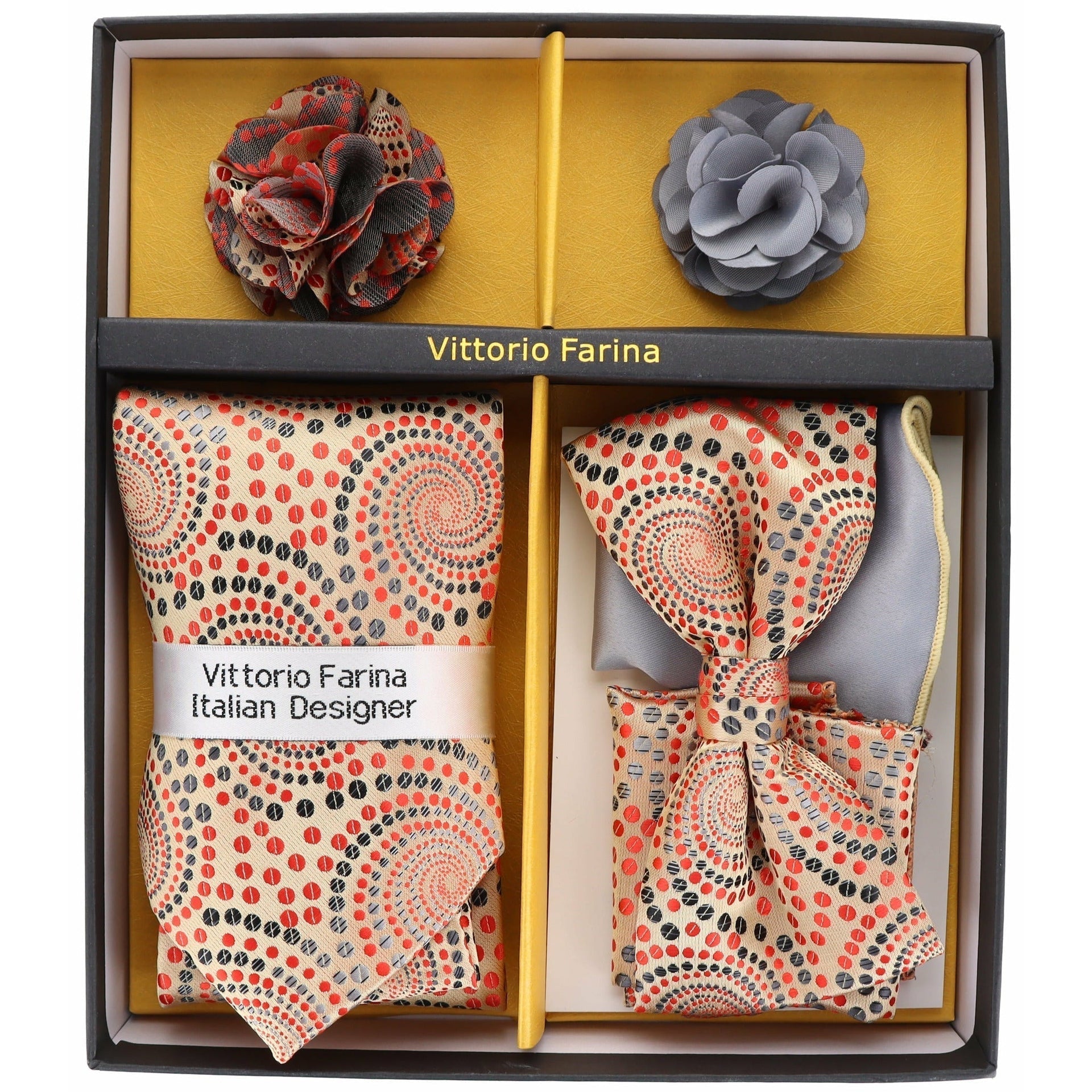 Gift Box (Necktie, Bow Tie, Pocket Square and Flower Lapel Pin) in a Box by Vittorio Farina (GB - 21038) for Independent Retail Stores by Dubal Brothers