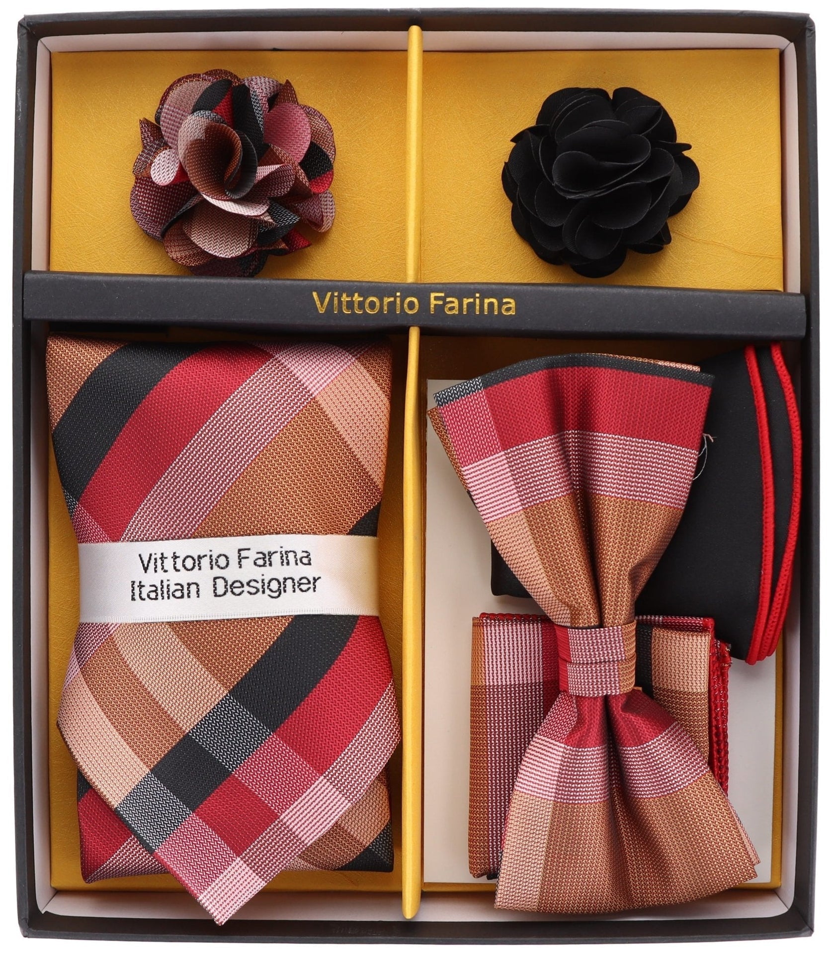 Gift Box (Necktie, Bow Tie, Pocket Square and Flower Lapel Pin) in a Box by Vittorio Farina (GB - 21038) for Independent Retail Stores by Dubal Brothers