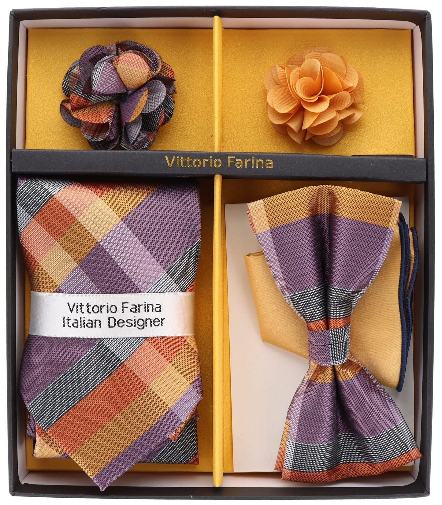 Gift Box (Necktie, Bow Tie, Pocket Square and Flower Lapel Pin) in a Box by Vittorio Farina (GB - 21038) for Independent Retail Stores by Dubal Brothers