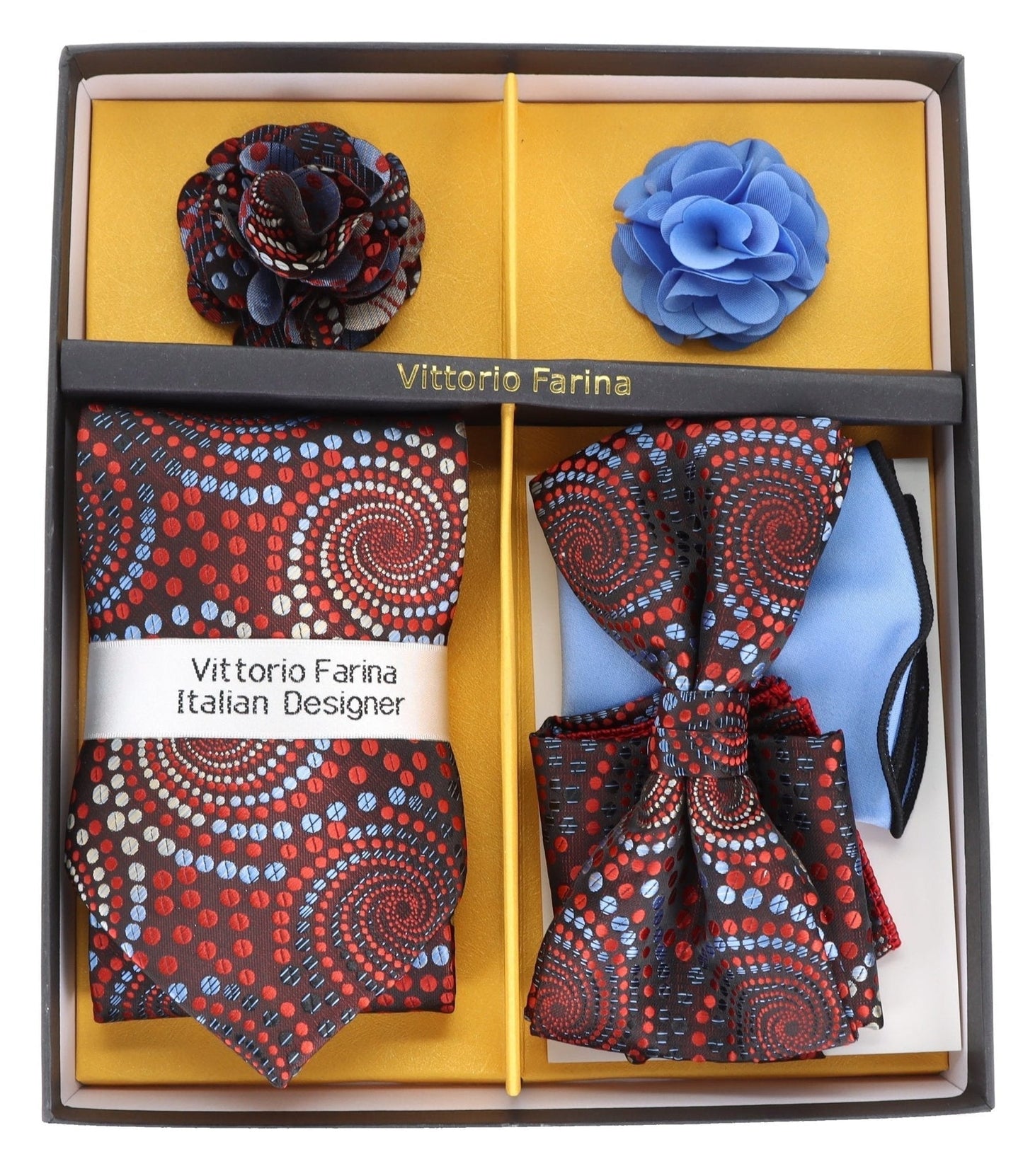 Gift Box (Necktie, Bow Tie, Pocket Square and Flower Lapel Pin) in a Box by Vittorio Farina (GB - 21039) for Independent Retail Stores by Dubal Brothers