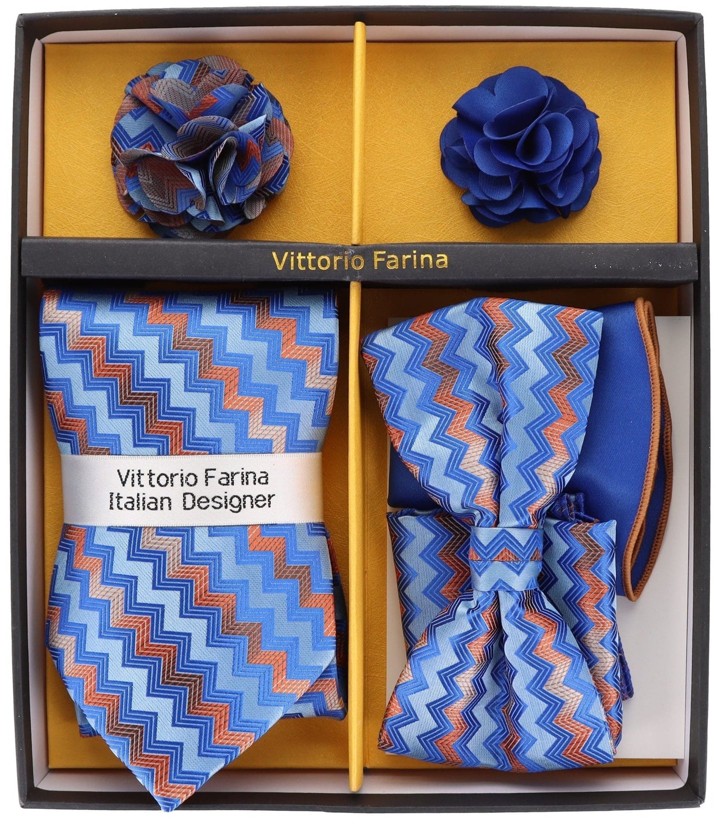 Gift Box (Necktie, Bow Tie, Pocket Square and Flower Lapel Pin) in a Box by Vittorio Farina (GB - 21043) for Independent Retail Stores by Dubal Brothers