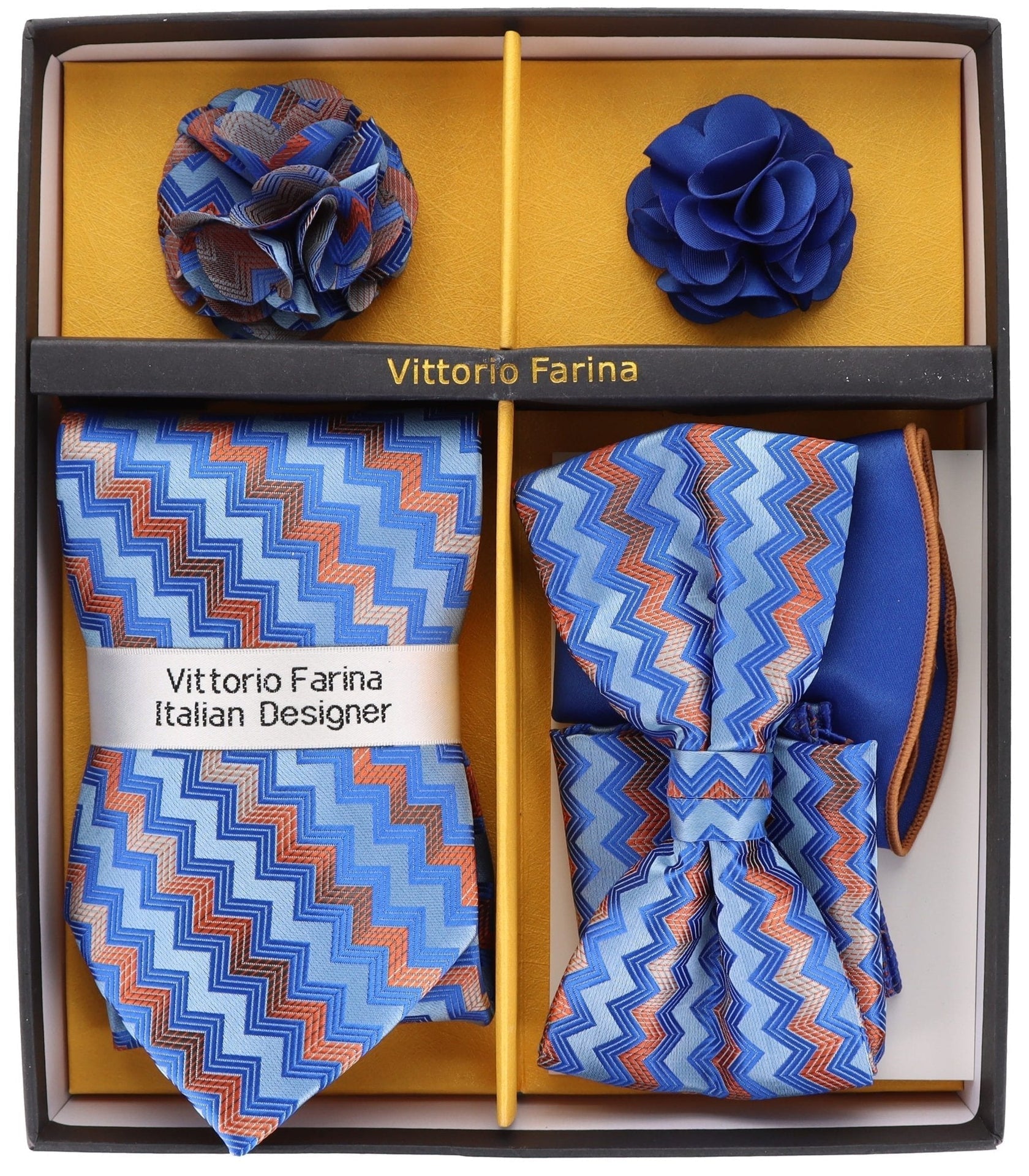 Gift Box (Necktie, Bow Tie, Pocket Square and Flower Lapel Pin) in a Box by Vittorio Farina (GB - 21043) for Independent Retail Stores by Dubal Brothers