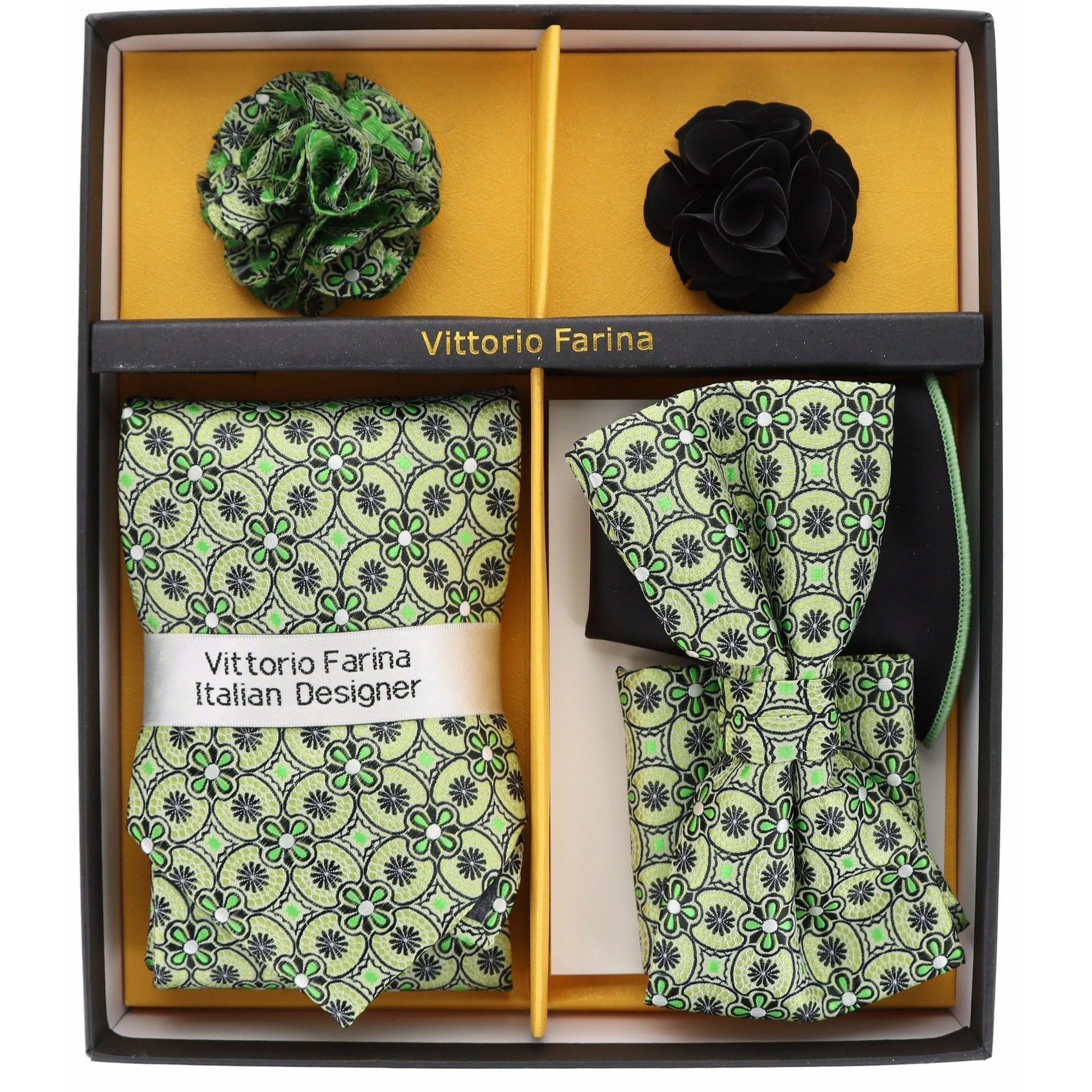Gift Box (Necktie, Bow Tie, Pocket Square and Flower Lapel Pin) in a Box by Vittorio Farina (GB - 21048) for Independent Retail Stores by Dubal Brothers