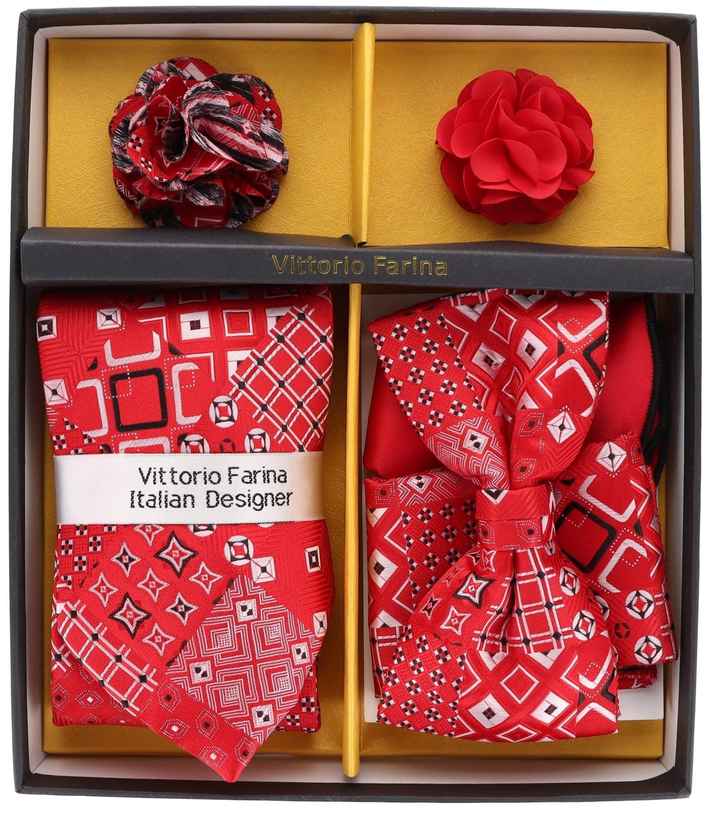 Gift Box (Necktie, Bow Tie, Pocket Square and Flower Lapel Pin) in a Box by Vittorio Farina (GB - 21050) for Independent Retail Stores by Dubal Brothers