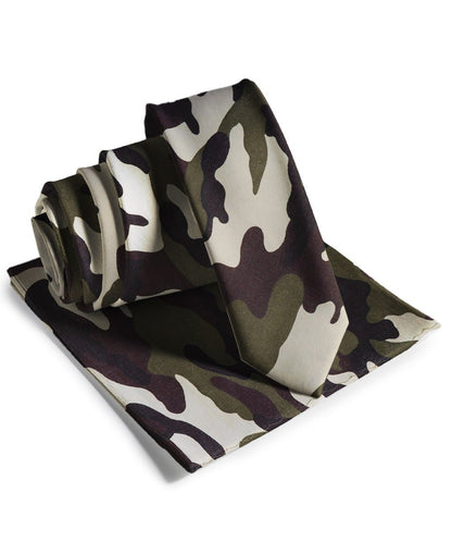 Kente Design Necktie & Pocket Square by Vittorio Farina (NH - SKINNY - K_Camo) for Independent Retail Stores by Dubal Brothers