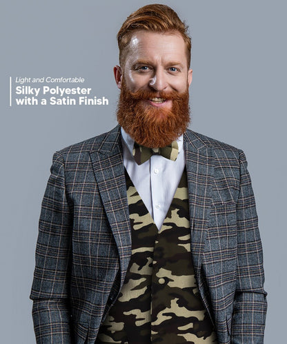 Kente Design Vest & Bow Tie Set by Vittorio Farina (vest_kente_BB_camo_S) for Independent Retail Stores by Dubal Brothers