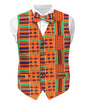 Kente Design Vest & Bow Tie Set by Vittorio Farina (vest_kente_BB_Kente 1_S) for Independent Retail Stores by Dubal Brothers