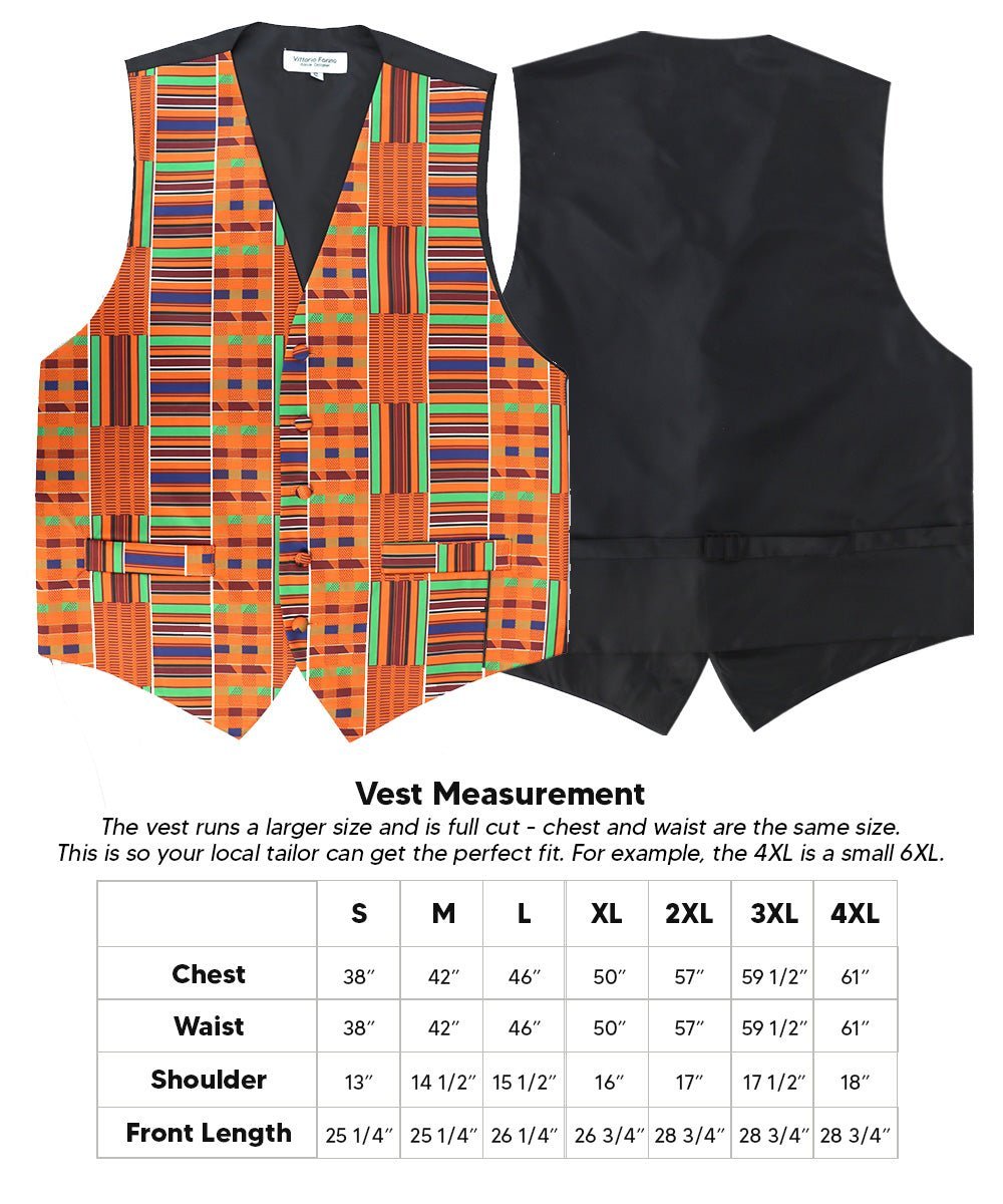 Kente Design Vest & Bow Tie Set by Vittorio Farina (vest_kente_BB_Kente 1_S) for Independent Retail Stores by Dubal Brothers