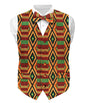 Kente Design Vest & Bow Tie Set by Vittorio Farina (vest_kente_BB_Kente 2_S) for Independent Retail Stores by Dubal Brothers