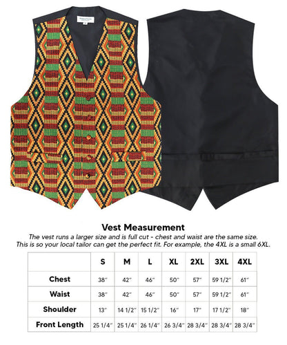 Kente Design Vest & Bow Tie Set by Vittorio Farina (vest_kente_BB_Kente 2_S) for Independent Retail Stores by Dubal Brothers