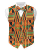 Kente Design Vest & Bow Tie Set by Vittorio Farina (vest_kente_BB_Kente 3_S) for Independent Retail Stores by Dubal Brothers