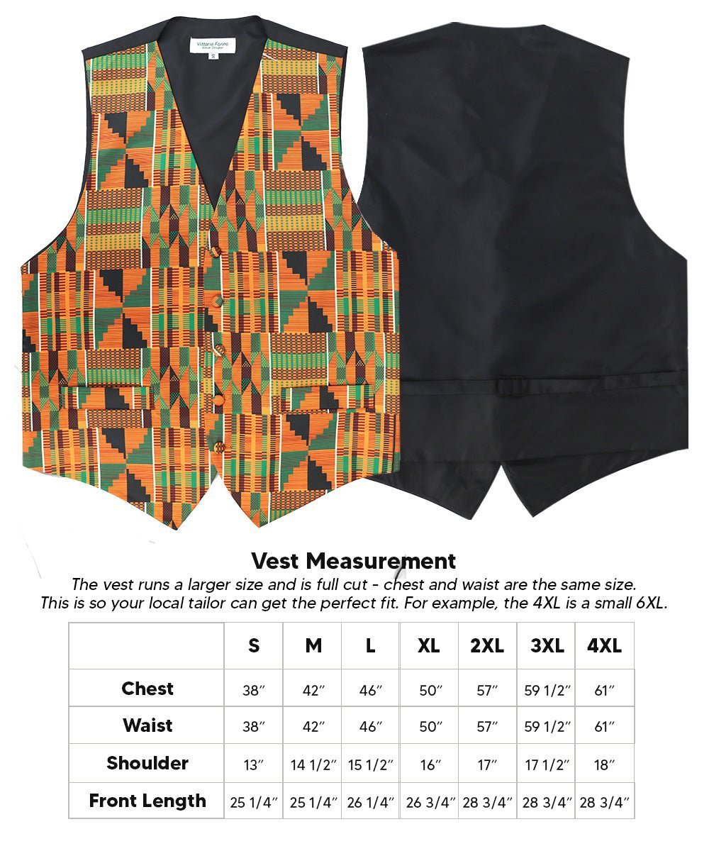 Kente Design Vest & Bow Tie Set by Vittorio Farina (vest_kente_BB_Kente 3_S) for Independent Retail Stores by Dubal Brothers