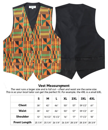 Kente Design Vest & Bow Tie Set by Vittorio Farina (vest_kente_BB_Kente 3_S) for Independent Retail Stores by Dubal Brothers