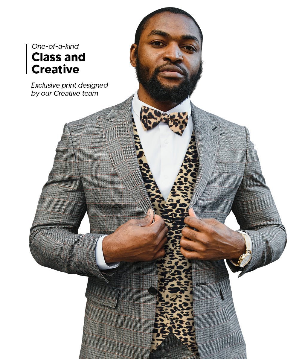 Kente Design Vest & Bow Tie Set by Vittorio Farina (vest_kente_BB_leo_S) for Independent Retail Stores by Dubal Brothers