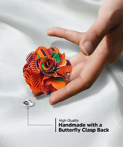 Kente Flower Lapel Pin by Vittorio Vico (LAPEL - F - KENTE_142kente1) for Independent Retail Stores by Dubal Brothers