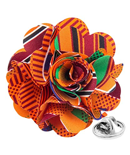 Kente Flower Lapel Pin by Vittorio Vico (LAPEL - F - KENTE_142kente1) for Independent Retail Stores by Dubal Brothers