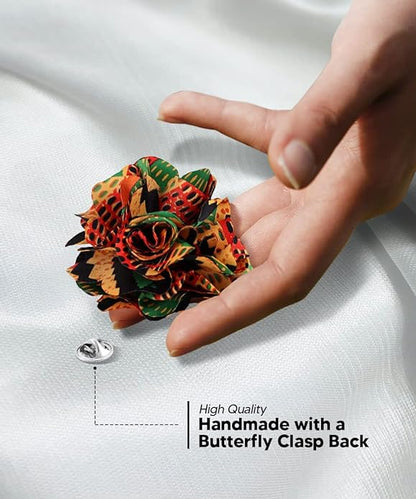 Kente Flower Lapel Pin by Vittorio Vico (LAPEL - F - KENTE_167kente2) for Independent Retail Stores by Dubal Brothers