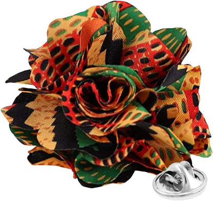 Kente Flower Lapel Pin by Vittorio Vico (LAPEL - F - KENTE_167kente2) for Independent Retail Stores by Dubal Brothers