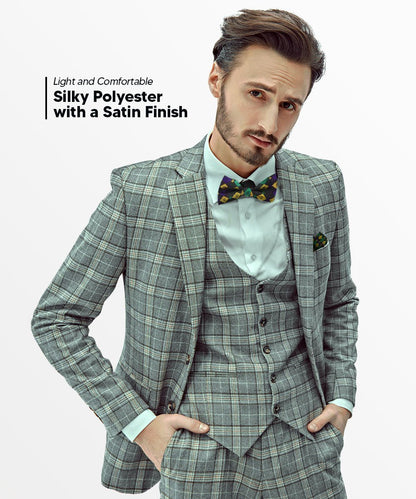 Mardi Gras Design Bow Tie and Pocket Square in a Box by Vittorio Farina (BH - MG_Mardi 2) for Independent Retail Stores by Dubal Brothers