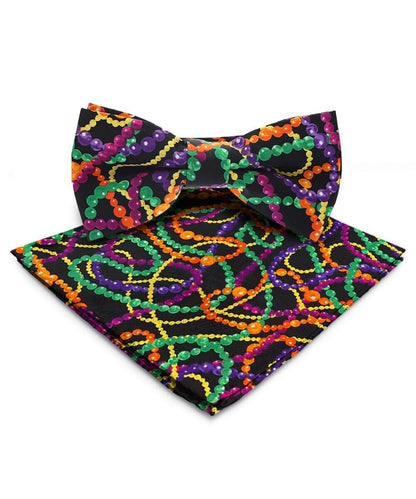 Mardi Gras Design Bow Tie and Pocket Square in a Box by Vittorio Farina (BH - MG_Mardi 4) for Independent Retail Stores by Dubal Brothers