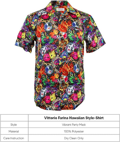 Mardi Gras Design Button Down Collar Shirt by Vittorio Farina (shirt_mardi_Mardi 0_S) for Independent Retail Stores by Dubal Brothers