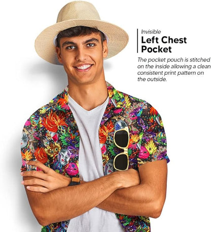 Mardi Gras Design Button Down Collar Shirt by Vittorio Farina (shirt_mardi_Mardi 0_S) for Independent Retail Stores by Dubal Brothers