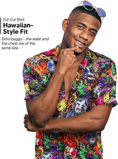 Mardi Gras Design Button Down Collar Shirt by Vittorio Farina (shirt_mardi_Mardi 0_S) for Independent Retail Stores by Dubal Brothers