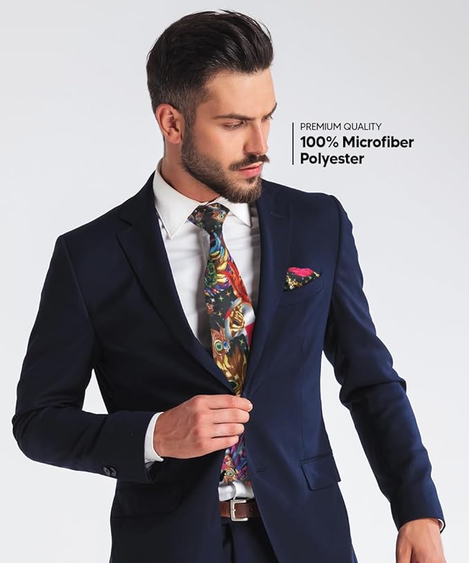 Mardi Gras Design Necktie & Pocket Square by Vittorio Farina (NH - MG_MARDI 0) for Independent Retail Stores by Dubal Brothers