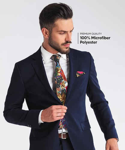 Mardi Gras Design Necktie & Pocket Square by Vittorio Farina (NH - MG_MARDI 0) for Independent Retail Stores by Dubal Brothers