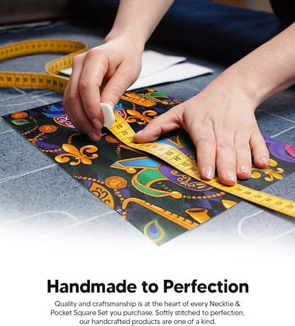 Mardi Gras Design Necktie & Pocket Square by Vittorio Farina (NH - MG_MARDI 1) for Independent Retail Stores by Dubal Brothers