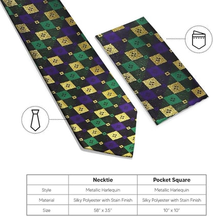 Mardi Gras Design Necktie & Pocket Square by Vittorio Farina (NH - MG_MARDI 2) for Independent Retail Stores by Dubal Brothers