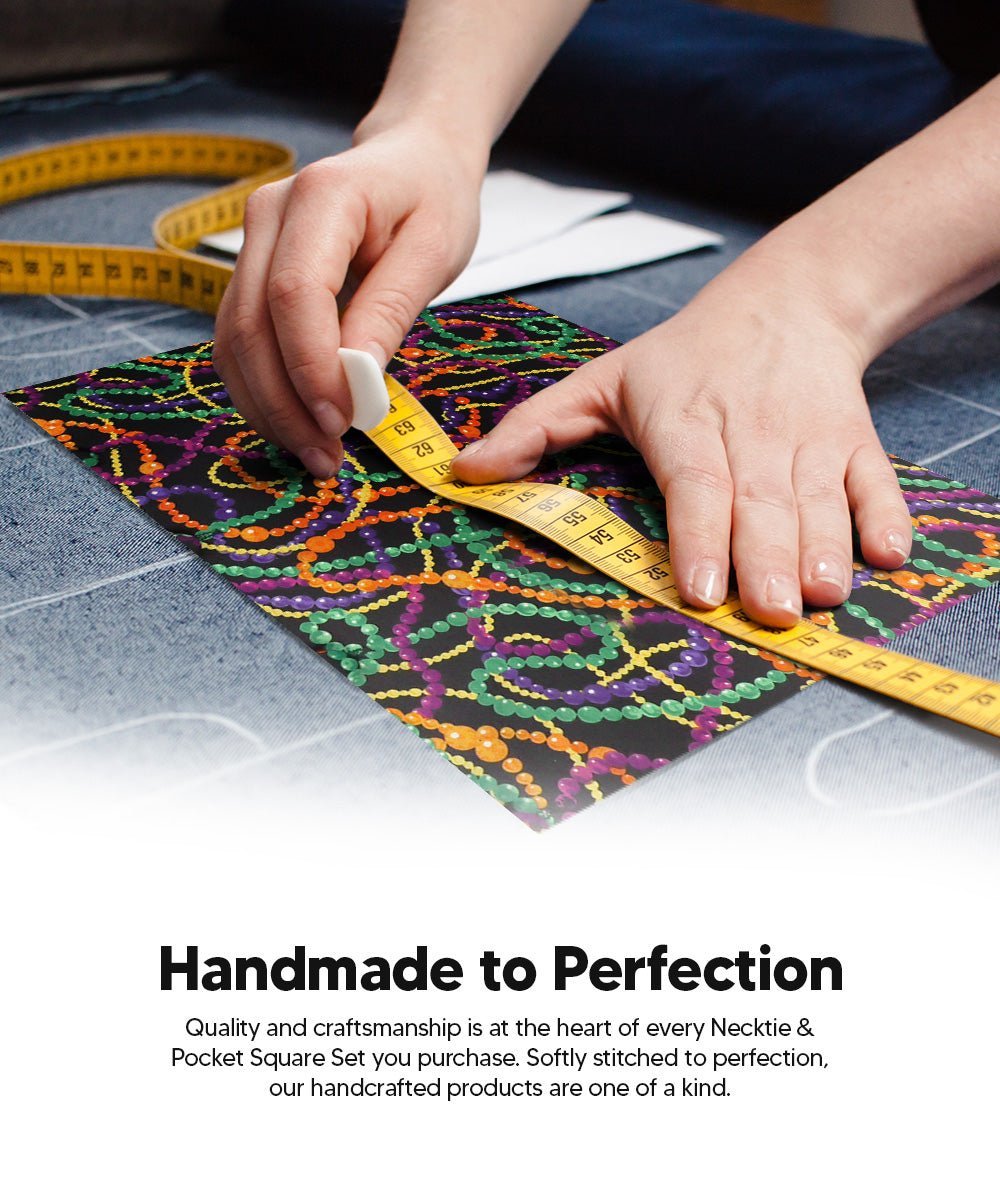 Mardi Gras Design Necktie & Pocket Square by Vittorio Farina (NH - MG_MARDI 4) for Independent Retail Stores by Dubal Brothers