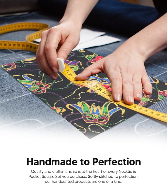 Mardi Gras Design Necktie & Pocket Square by Vittorio Farina (NH - MG_MARDI 5) for Independent Retail Stores by Dubal Brothers