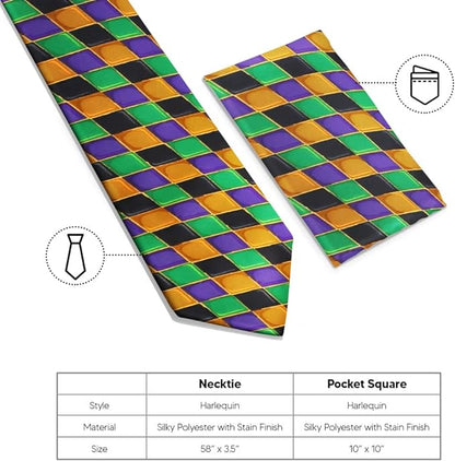 Mardi Gras Design Necktie & Pocket Square by Vittorio Farina (NH - MG_MARDI 6) for Independent Retail Stores by Dubal Brothers
