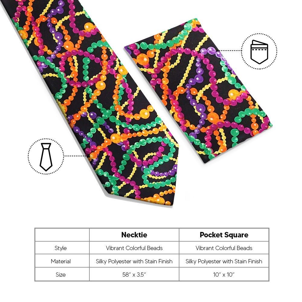 Mardi Gras Design Necktie & Pocket Square by Vittorio Farina (NH - MG_MARDI 8) for Independent Retail Stores by Dubal Brothers