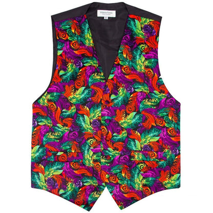 Mardi Gras Design Vest and Bow Tie Set (Ver 2) by Vittorio Farina (vestB_mardi_BB_Mardi 3_S) for Independent Retail Stores by Dubal Brothers