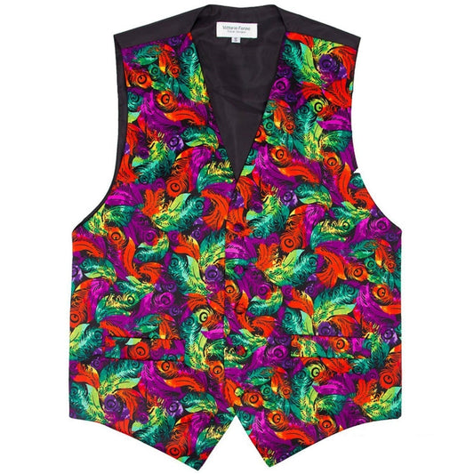 Mardi Gras Design Vest and Bow Tie Set (Ver 2) by Vittorio Farina (vestB_mardi_BB_Mardi 3_S) for Independent Retail Stores by Dubal Brothers