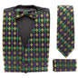 Mardi Gras Design Vest Set (Vest, Bow Tie, Necktie & Pocket Square) by Vittorio Farina (vest_mardi_BB_Mardi 2_S) for Independent Retail Stores by Dubal Brothers
