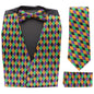 Mardi Gras Design Vest Set (Vest, Bow Tie, Necktie & Pocket Square) by Vittorio Farina (vest_mardi_BB_Mardi 6_S) for Independent Retail Stores by Dubal Brothers