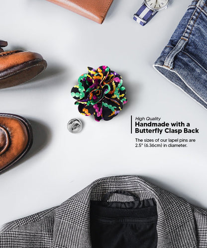 Mardi Gras Flower Lapel Pin by Vittorio Vico (LAPEL - F - MARDI_143mardigrasbeads) for Independent Retail Stores by Dubal Brothers