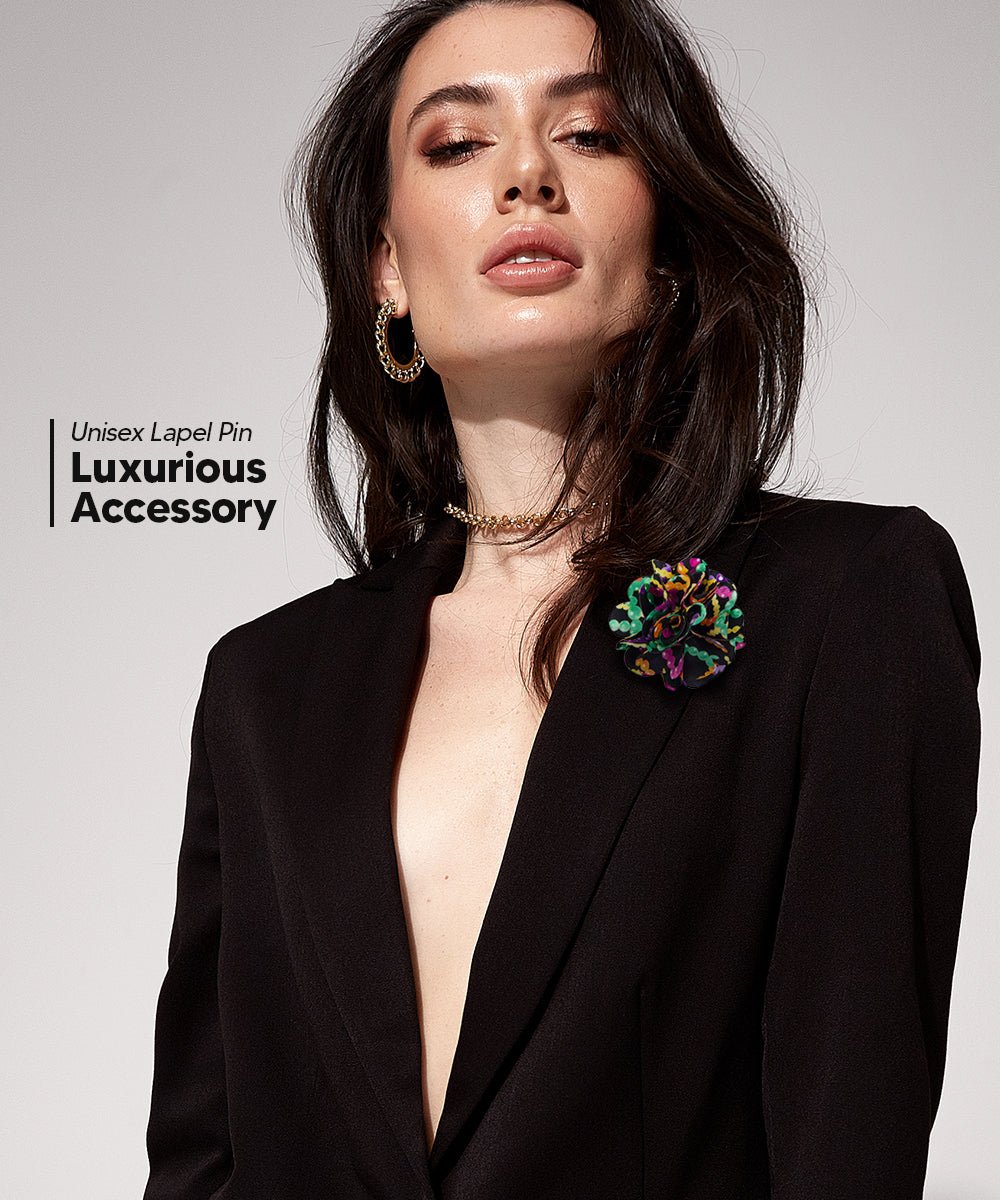 Mardi Gras Flower Lapel Pin by Vittorio Vico (LAPEL - F - MARDI_143mardigrasbeads) for Independent Retail Stores by Dubal Brothers