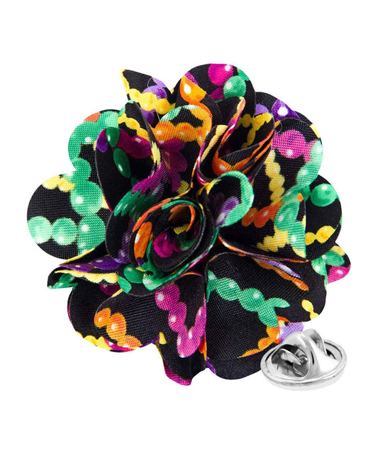 Mardi Gras Flower Lapel Pin by Vittorio Vico (LAPEL - F - MARDI_143mardigrasbeads) for Independent Retail Stores by Dubal Brothers
