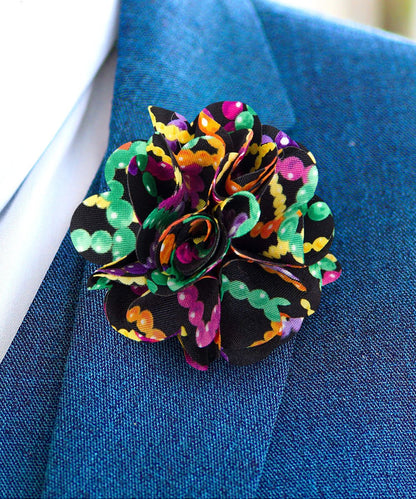 Mardi Gras Flower Lapel Pin by Vittorio Vico (LAPEL - F - MARDI_143mardigrasbeads) for Independent Retail Stores by Dubal Brothers