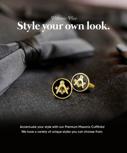Masonic Themed Cufflinks in a Box by Vittorio Vico (CL39XX) (cl - 3903) for Independent Retail Stores by Dubal Brothers