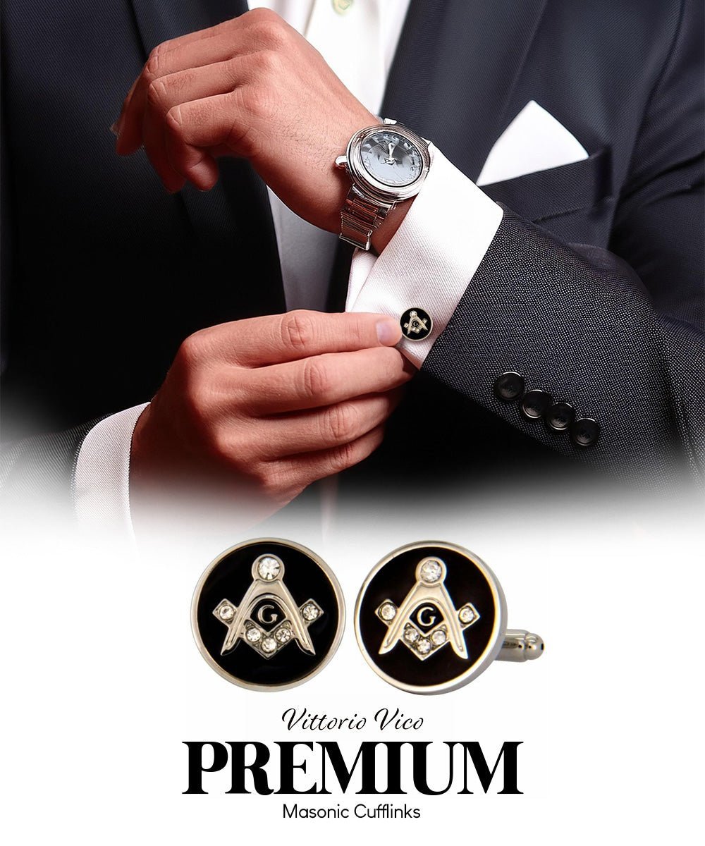 Masonic Themed Cufflinks in a Box by Vittorio Vico (CL39XX) (cl - 3904) for Independent Retail Stores by Dubal Brothers
