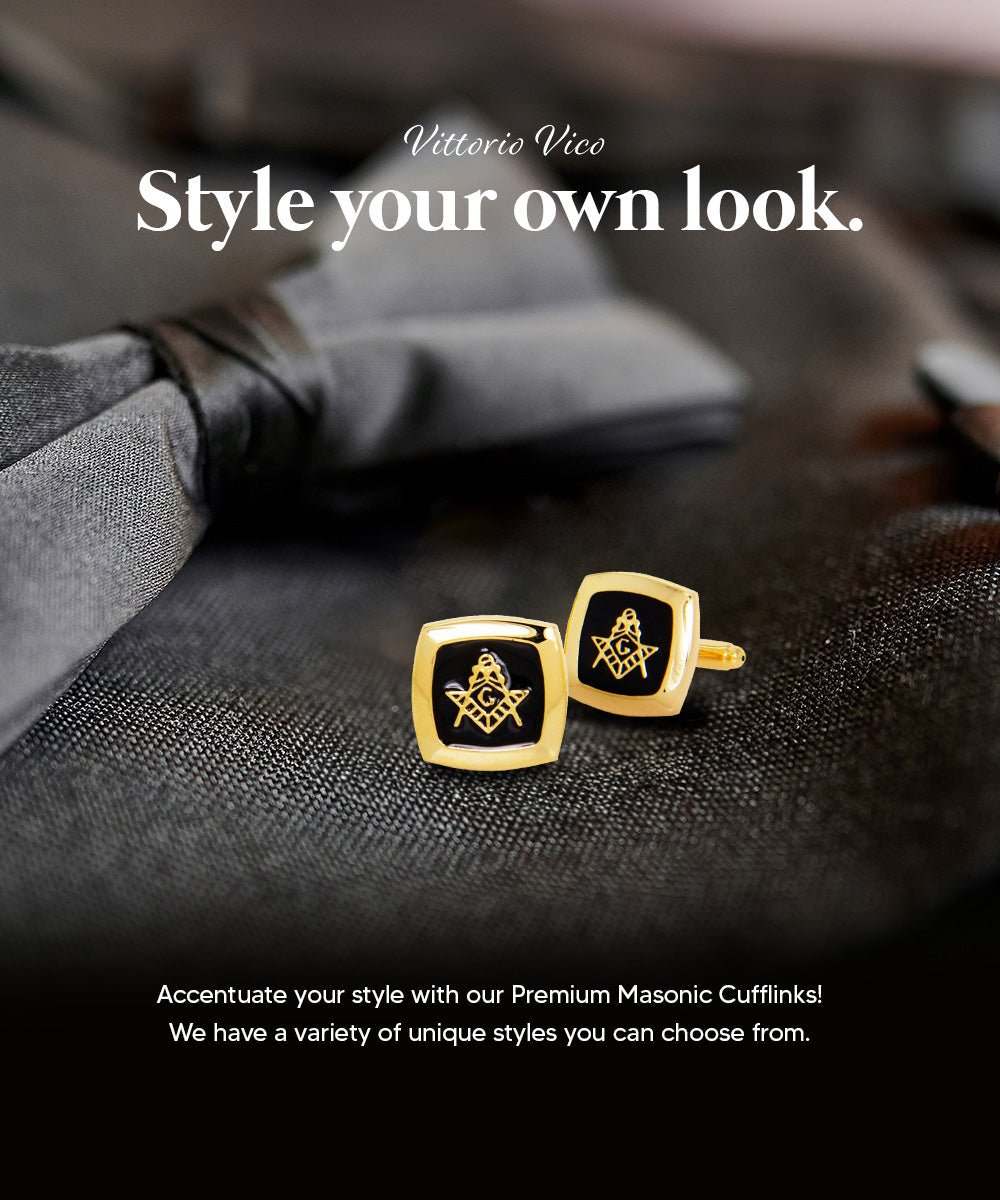 Masonic Themed Cufflinks in a Box by Vittorio Vico (CL39XX) (cl - 3907) for Independent Retail Stores by Dubal Brothers