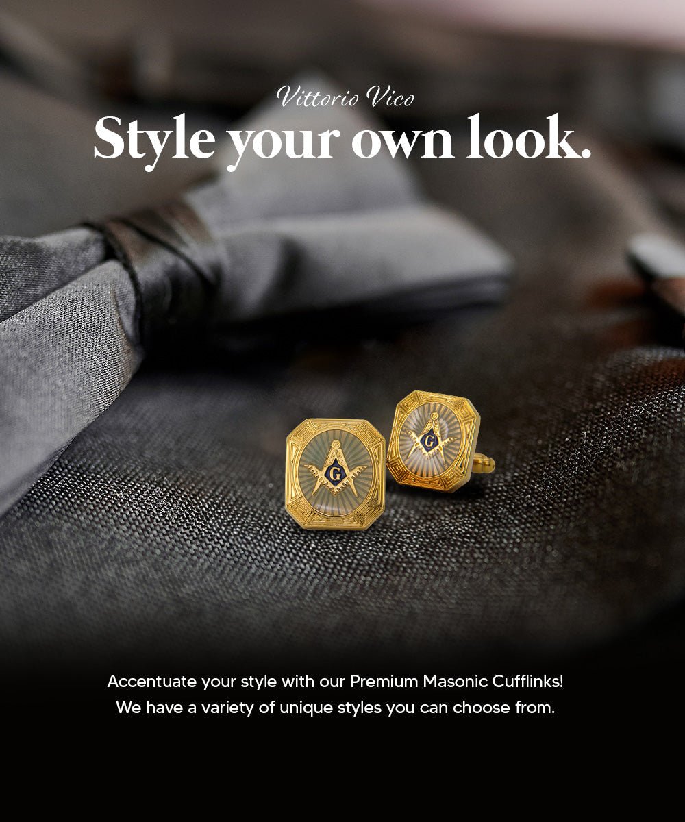 Masonic Themed Cufflinks in a Box by Vittorio Vico (CL39XX) (cl - 3909) for Independent Retail Stores by Dubal Brothers